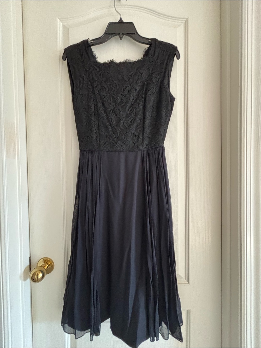 Vintage Handmade sz S (?) Lace Bodice Black Party Dress skirt overlay 60’s retro